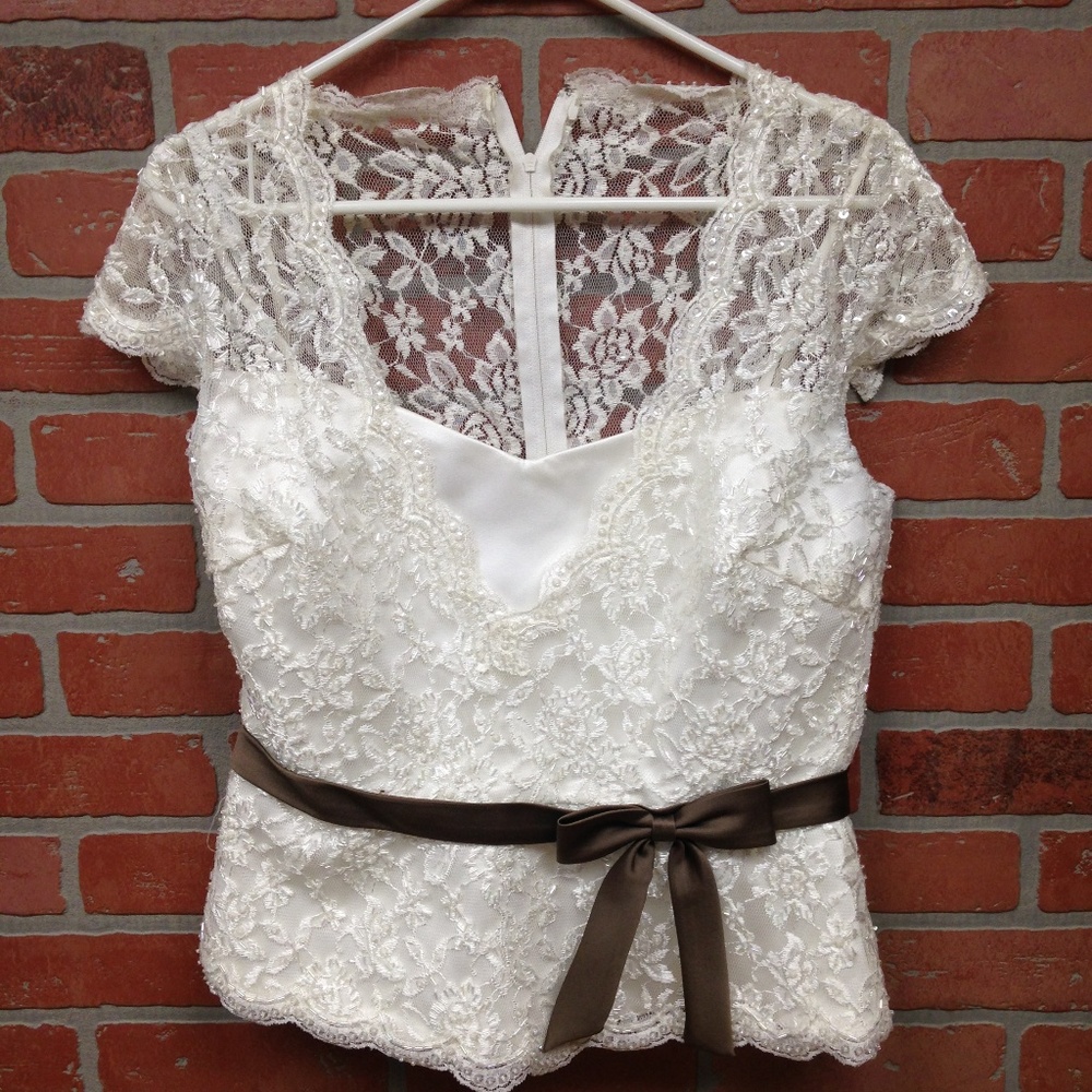 Motb Or Cocktail Dress - Beaded Lace And Chiffon
